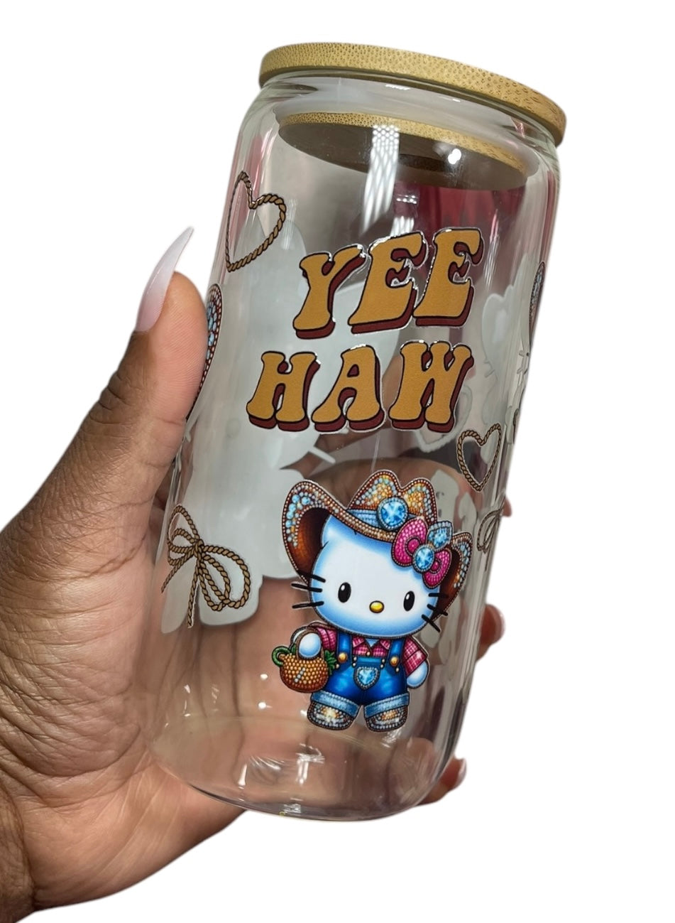 Yee-Haw Cowkitty Glass Cup