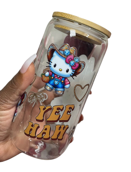 Yee-Haw Cowkitty Glass Cup
